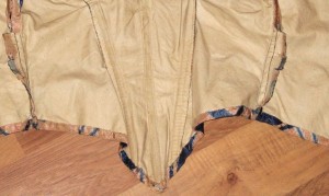 Cotton underlining Inside of an original mid-19th C. ball gown bodice