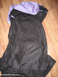 1877 Foundation Skirt showing the cotton base with silk taffeta mounted on the visible sections