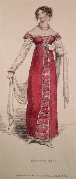 1814 January Red Evening Dress