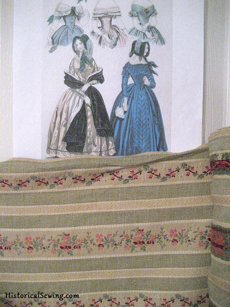 1843 fashion plate & striped fabric