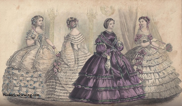 Dressed for a Party, September 1860, Godey's Lady's Book