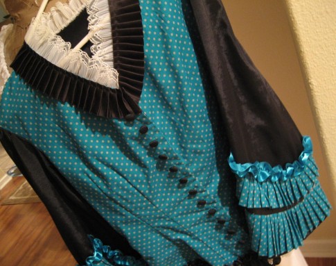 1873 Teal Bodice with pleats
