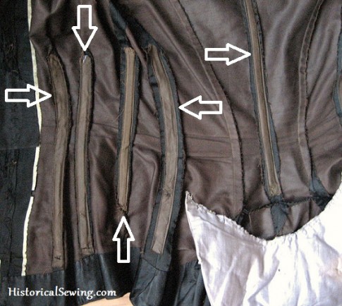 Boning placement in an original 1880s bodice