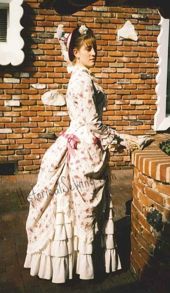 1883 Summer Rose Polonaise Tea Dress side