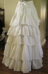 Ruffles on the back of a bustle petticoat