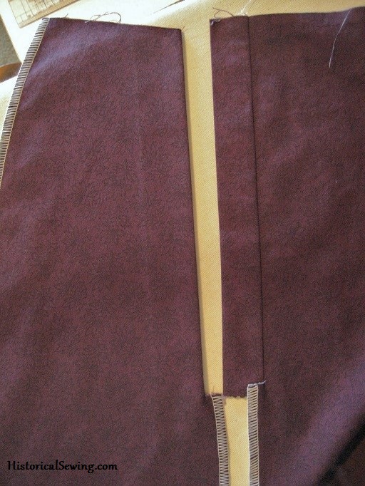 Finished placket before seam is sewn