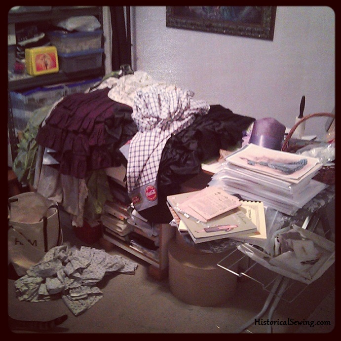 Back home and the messy sewing room