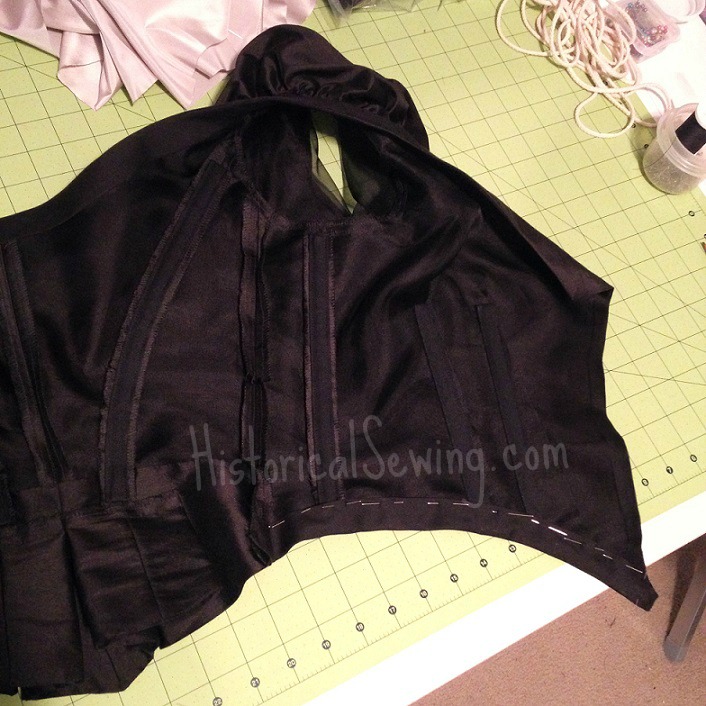 Bodice inside with bias to finish