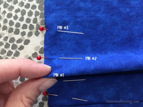 Bringing pins together to create pleats | HistoricalSewing.com