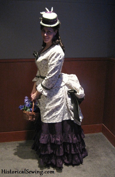 1871 Harvest Grape bustle dress in cotton fabrics