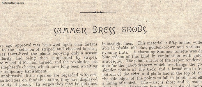 1894 Summer Dress Goods