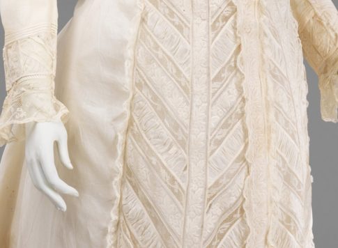 Detail of laces on 1885 Met Gown|1880 Vanilla Dressing Gown