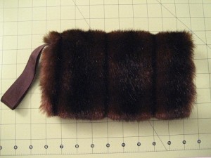 Brown Faux Fur Muff with Wrist Strap