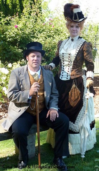 Victorian gentleman & lady in full accessories