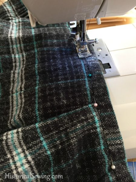 Chore Skirt - Topstitching the waistband in the ditch