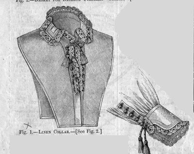 June 1877 Linen Collar & Cuffs from Harper's Bazar