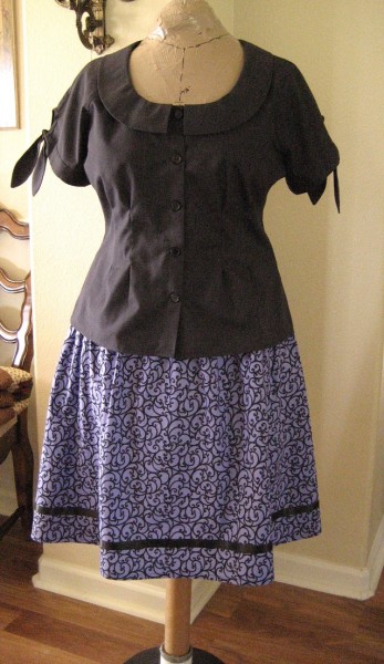 Modern Black Top & Purple Skirt
