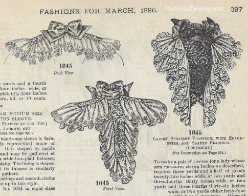 March 1896, The Delineator - Ladies' Straight Plastron with Epaulettes, and Shaped Plastron