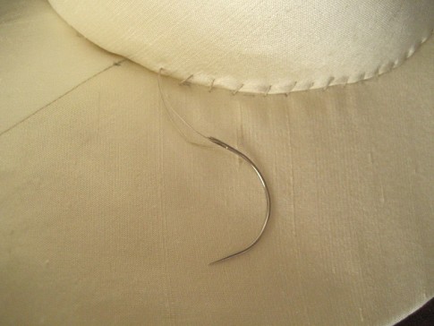 Sewing Crown to Brim with Curved Needle