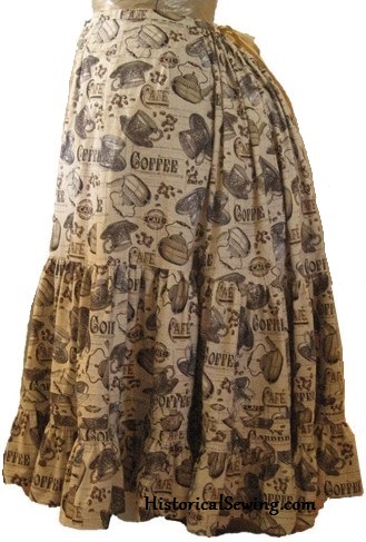 Victorian Petticoat in fun coffee print fabric